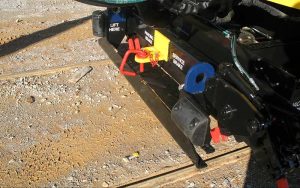 KBC 1100 rail clamps close view.