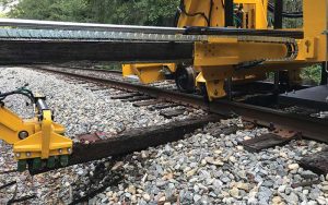 The KTR 450 Tie Replacer removing railroad ties.